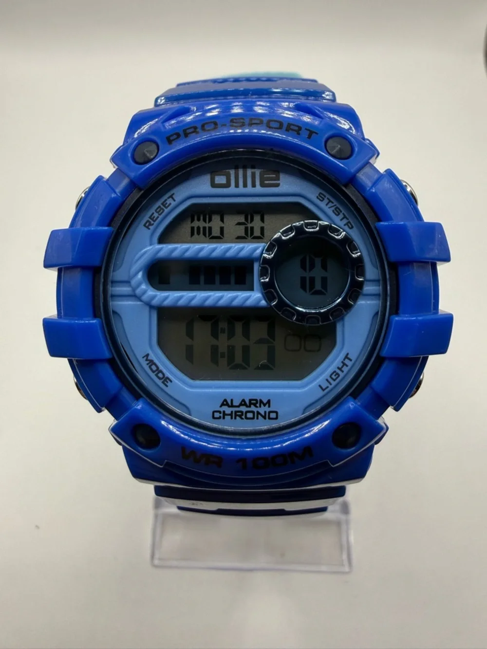 Ollie Digital Watch featuring a Blue Resin Band and Bezel Chronograph